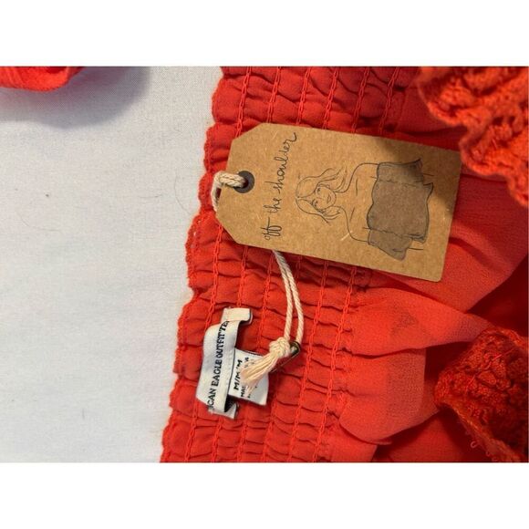 American Eagle off shoulder Romper new burnt orange M new rn#54485 - Picture 5 of 12